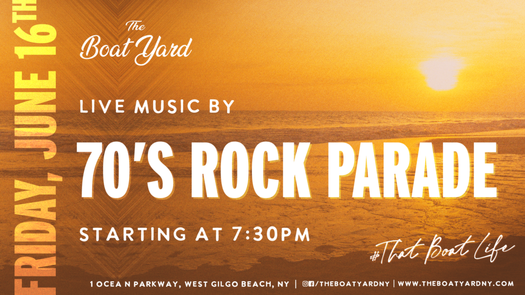Live music by 70's Rock Parade on Friday, June 16th at 7:30pm