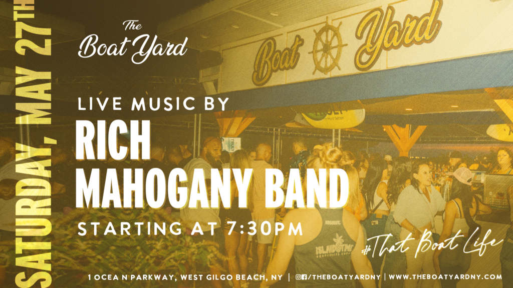 Flyer for Rich Mahogany Band on Saturday, May 27th at 7:30pm